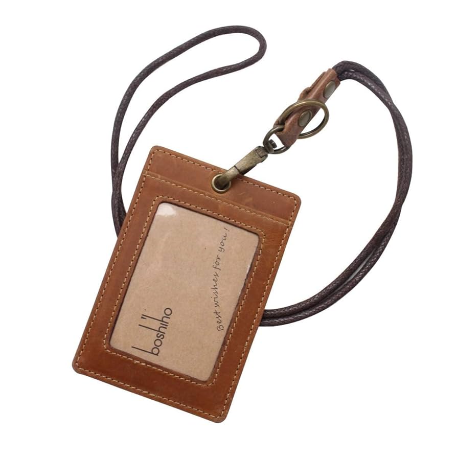 Amazon.com : Boshiho Vertical Style Cowhide Leather ID Card